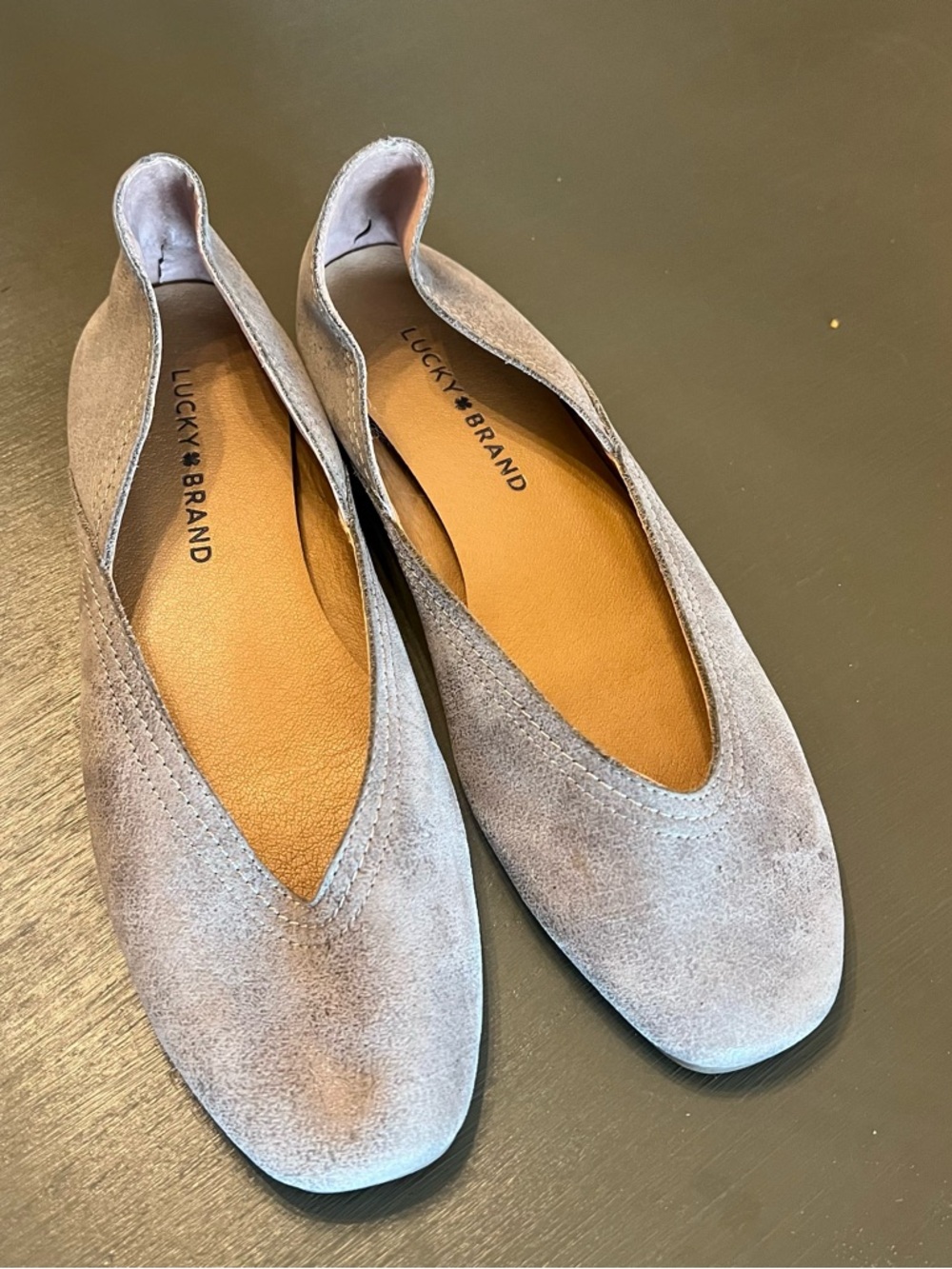 Lucky Brand Women's Taupe Suede Ballet Flats
